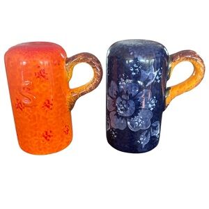 Mug Shaped Painted Bird House Salt & Pepper‎ Shakers Ceramic MCM